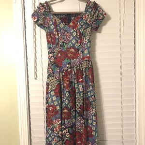 Vintage Floral Off the Shoulder Dress